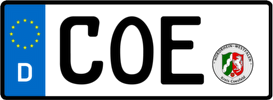 Kfz-Kennzeichen COE (Bundesland Nordrhein-Westfalen) Kfz-Kennzeichen COE (Bundesland Nordrhein-Westfalen)