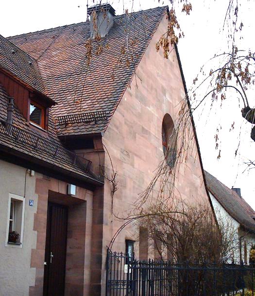 Bild Notkirche bei der Kirche St. Leonhard NÃ¼rnberg-St. Leonhard: Rechte Maustaste | Grafik anzeigen zeigt Grafik in abgespeicherter Originalgröße!